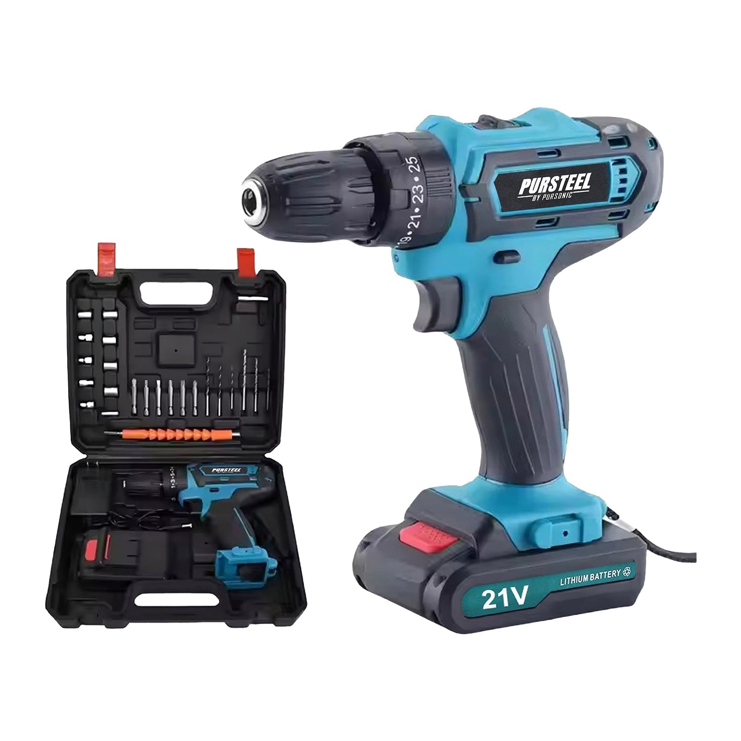 Pursonic 21V Rechargeable Cordless Drill 24 Piece Set – Compact Power for Home & DIY Projects LuxuryLifeWay Online Store