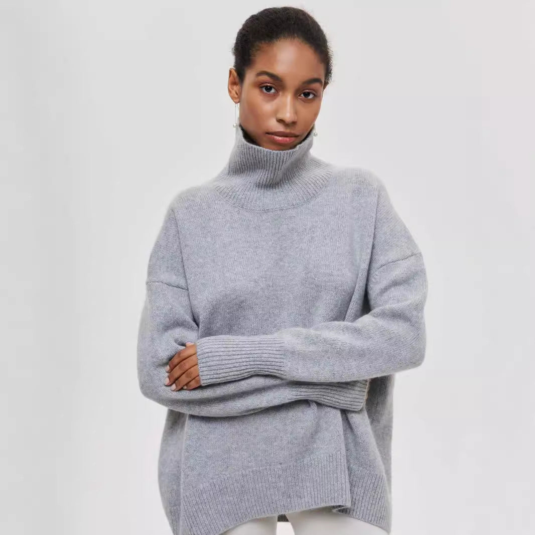 Winter Turtleneck Sweater Ins Solid Color Long Sleeve Pullover Top Women's Clothing LadyShow.Store