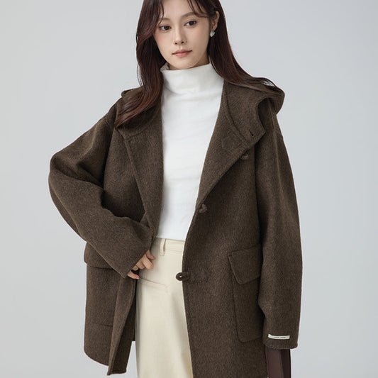 High-grade Short Hooded Woolen Coat Best YouTube Store