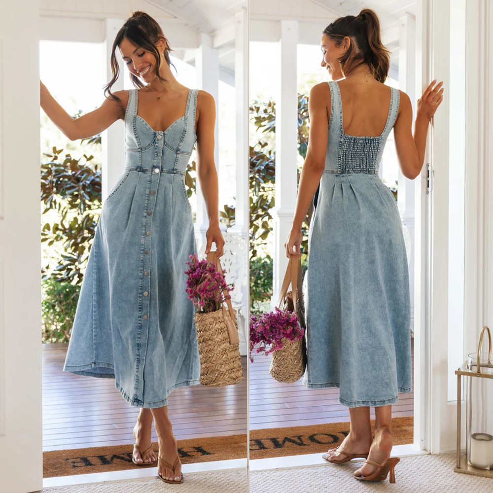 UrbanCharm Denim Midi Dress Pi-Mart