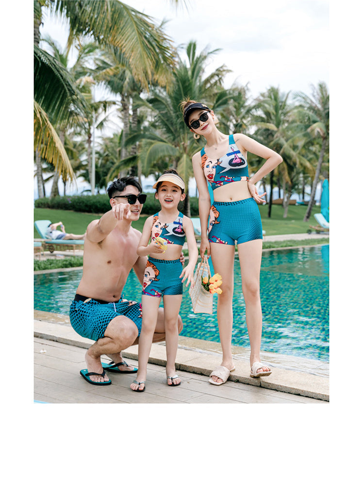 Parent-child Swimsuit Mother And Daughter Split Flat Angle Three-piece Set LadyShow.Store