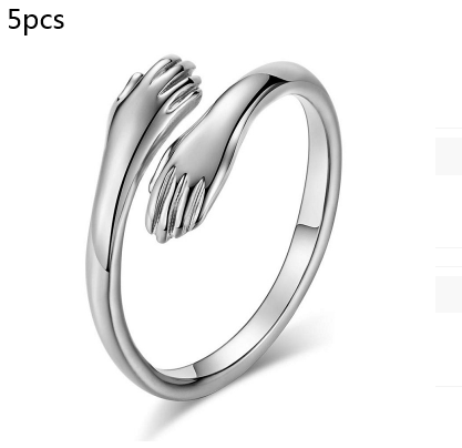 Alloy Simple Hands Hug Ring Opening Adjustable Jewelry CJD