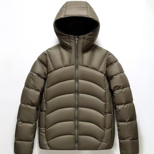 2025 New Unisex Hooded Down Jacket Couple Style Ribbed