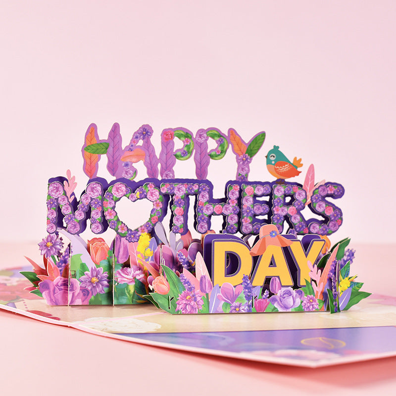 3D PopUp Flower Bouquet Cards Gifts Anniversary PopUp Mom Floral Bouquet Wife Invitation Card Greeting Cards Mothers Day Cards Postcard LadyShow.Store