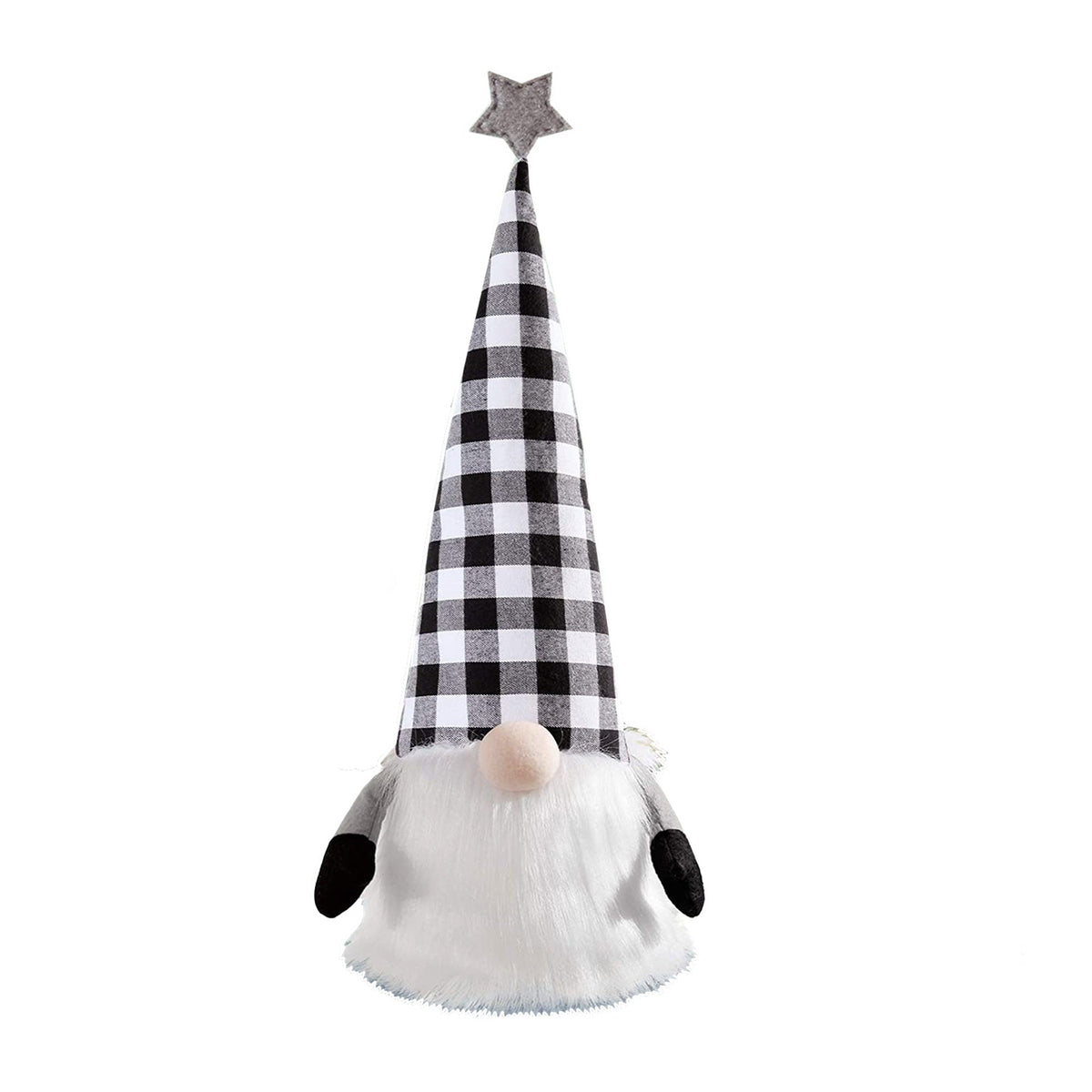 27" Black And White Felt And Faux Fur Gnome Adjustable Height Tree Topper LuxuryLifeWay Online Store