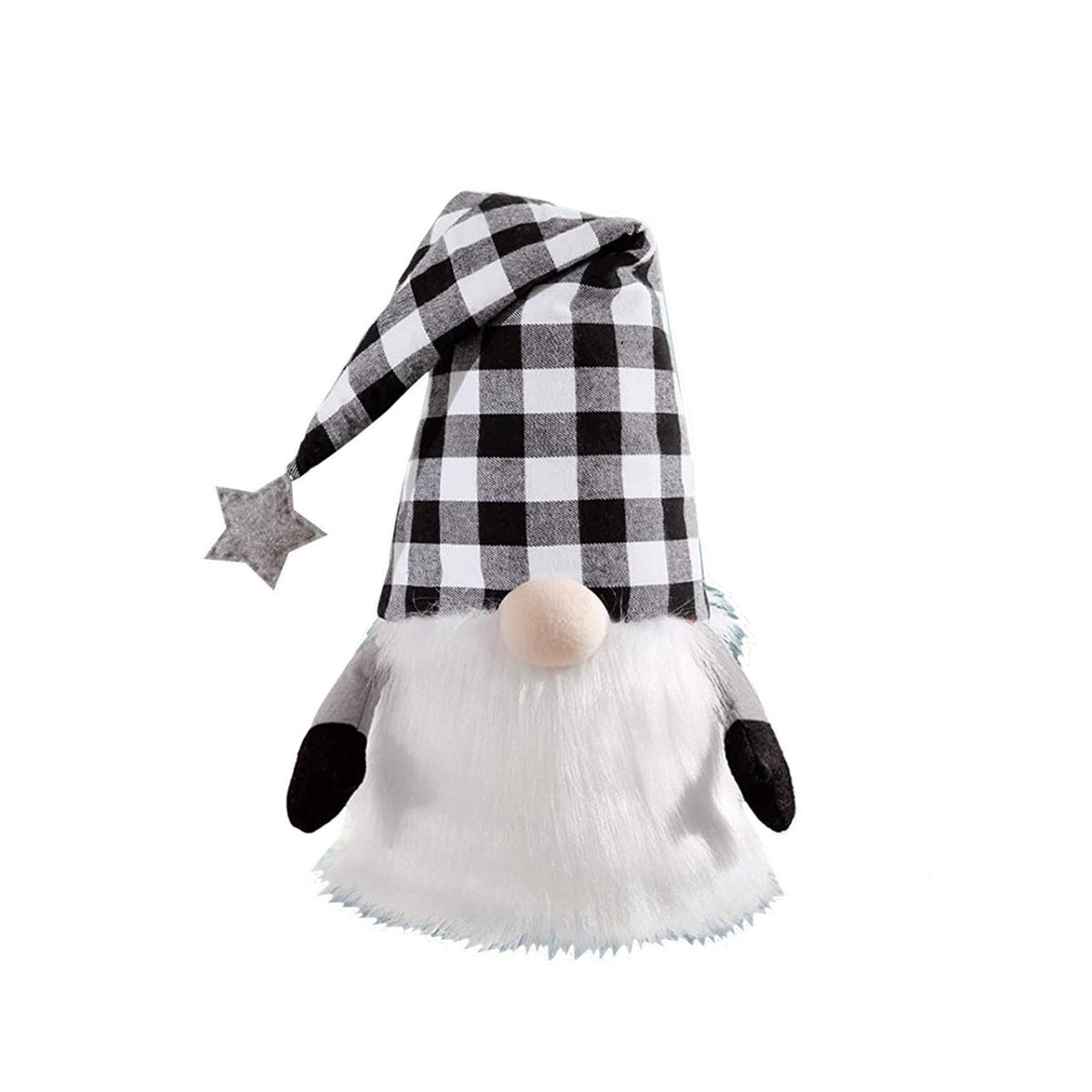 27" Black And White Felt And Faux Fur Gnome Adjustable Height Tree Topper LuxuryLifeWay Online Store