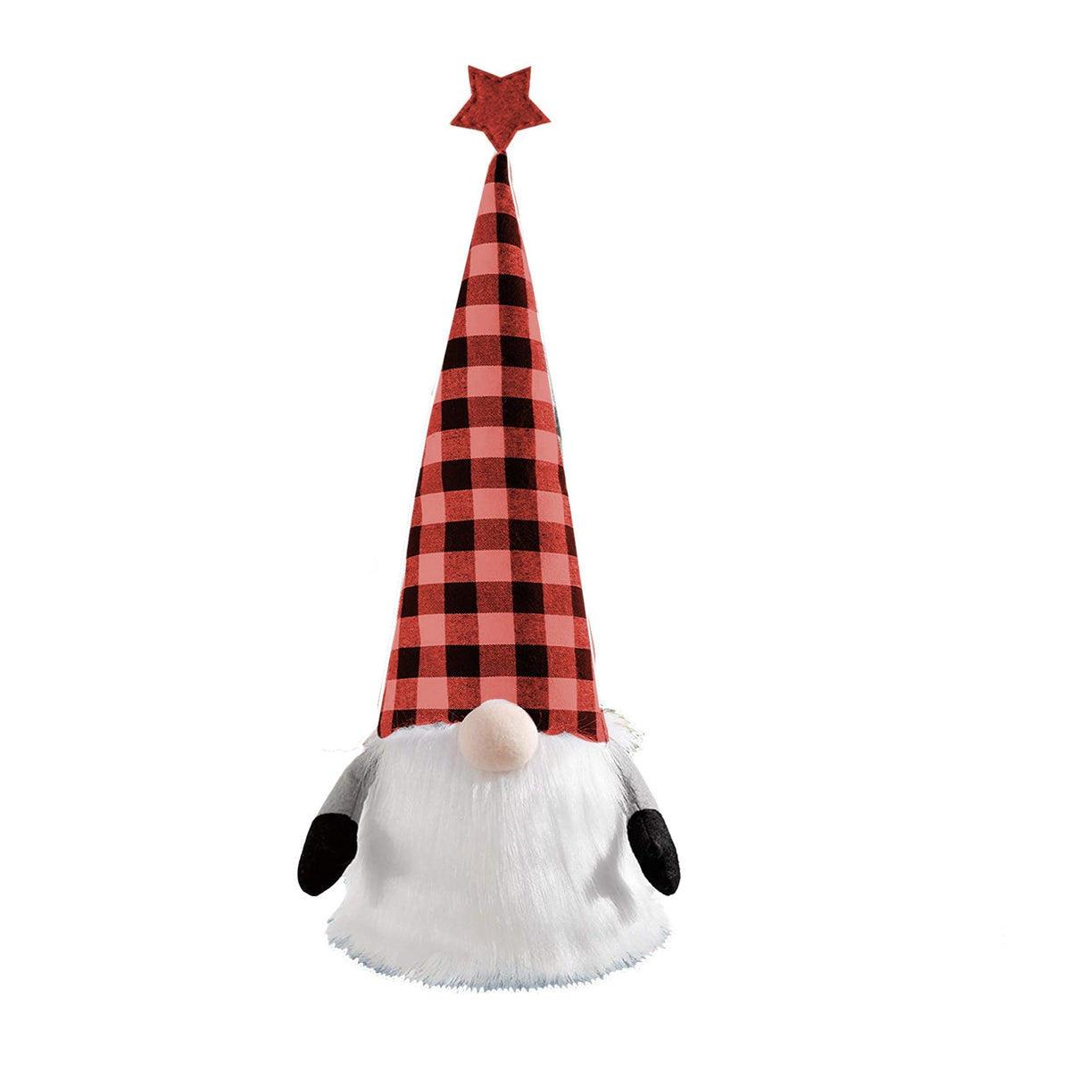 27" Black And Black Felt And Faux Fur Gnome Adjustable Height Tree Topper LuxuryLifeWay Online Store