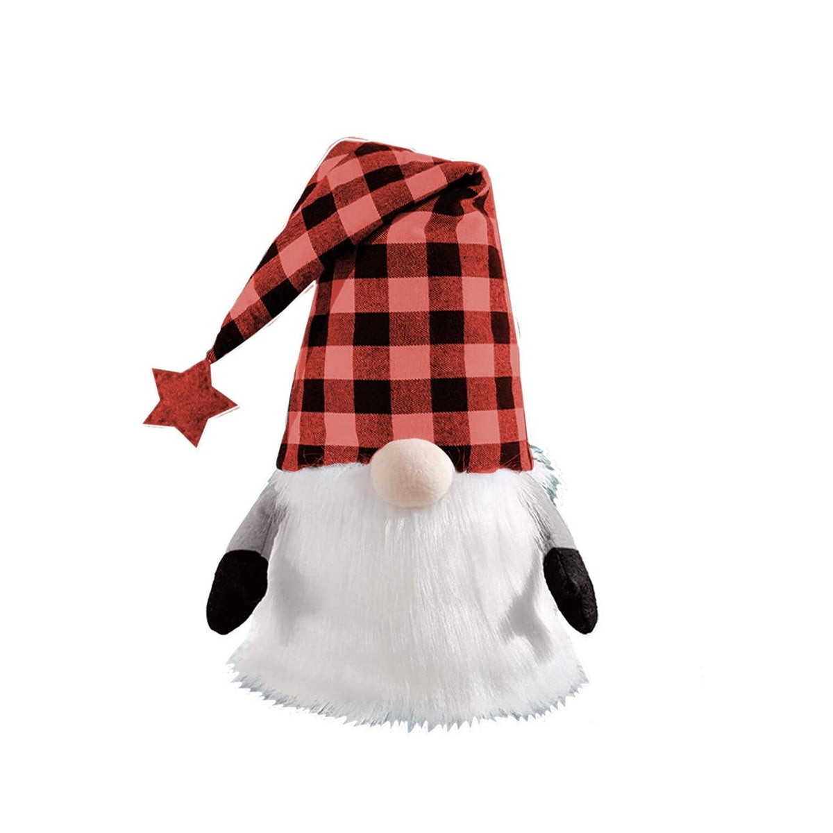 27" Black And Black Felt And Faux Fur Gnome Adjustable Height Tree Topper LuxuryLifeWay Online Store