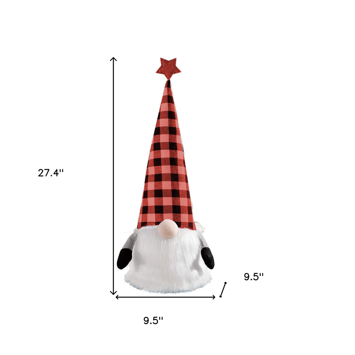 27" Black And Black Felt And Faux Fur Gnome Adjustable Height Tree Topper LuxuryLifeWay Online Store