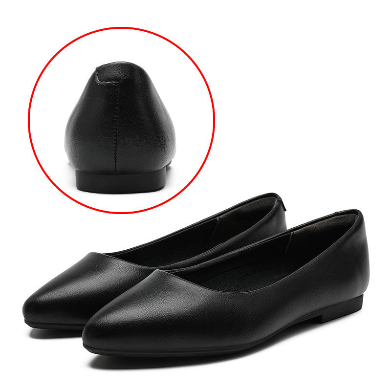 Leather Work Shoes Women Black LadyShow.Store