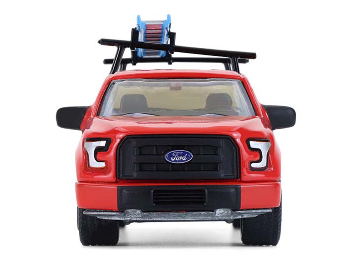 2015 Ford F-150 Pickup Truck with Ladder Rack Red with Black Stripes "Down on the Farm" Series 11 1/64 Diecast Model by Greenlight LuxuryLifeWay Online Store