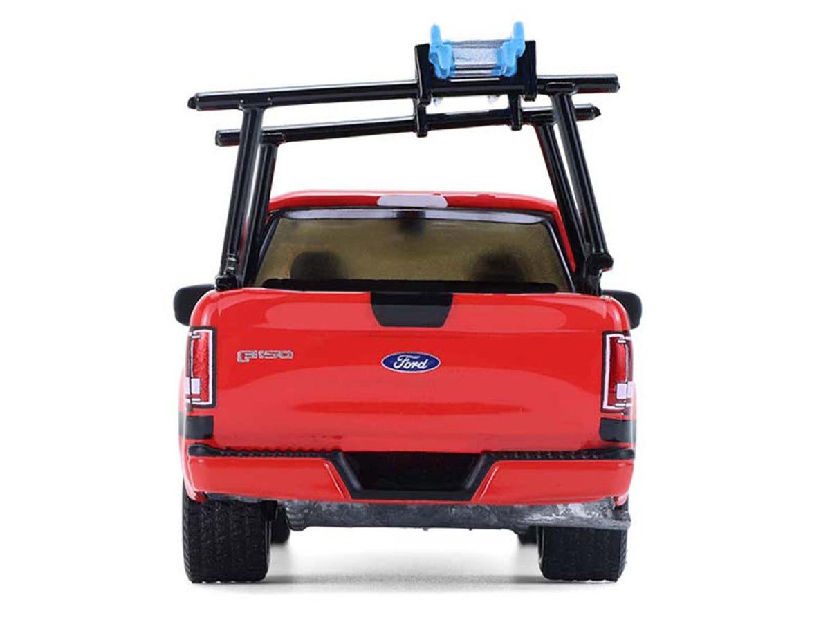 2015 Ford F-150 Pickup Truck with Ladder Rack Red with Black Stripes "Down on the Farm" Series 11 1/64 Diecast Model by Greenlight LuxuryLifeWay Online Store