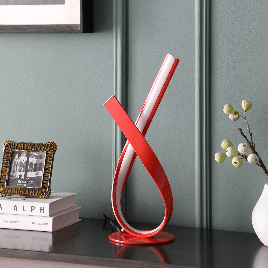 17" Red Modern Abstract Ribbons Table Lamp LuxuryLifeWay Online Store