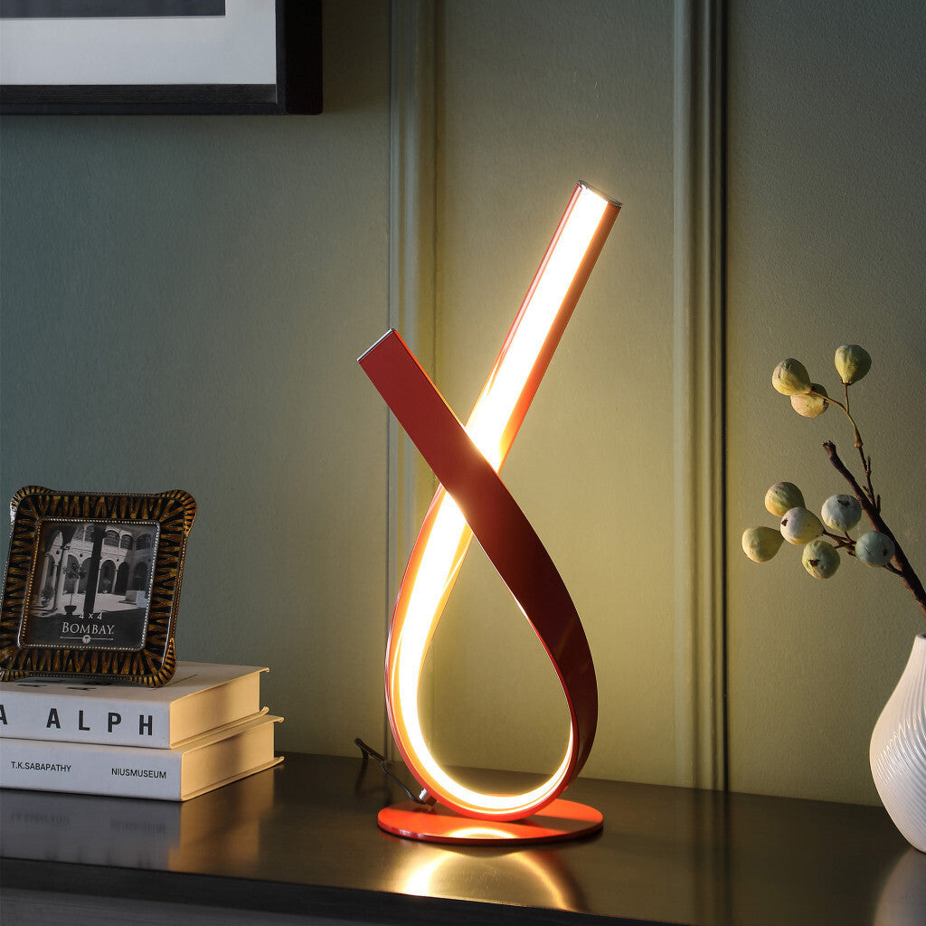 17" Red Modern Abstract Ribbons Table Lamp LuxuryLifeWay Online Store
