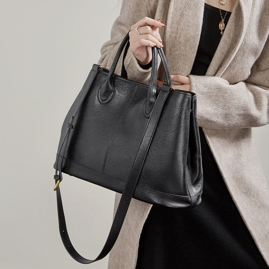 Simple High-Capacity Top-Grain Leather ToteCrossbody Bag For Women LadyShow.Store