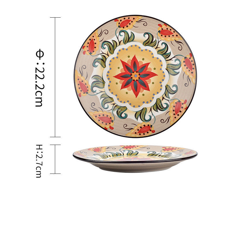 Underglaze Ceramic Tableware Bohemian Household Dishes LadyShow.Store