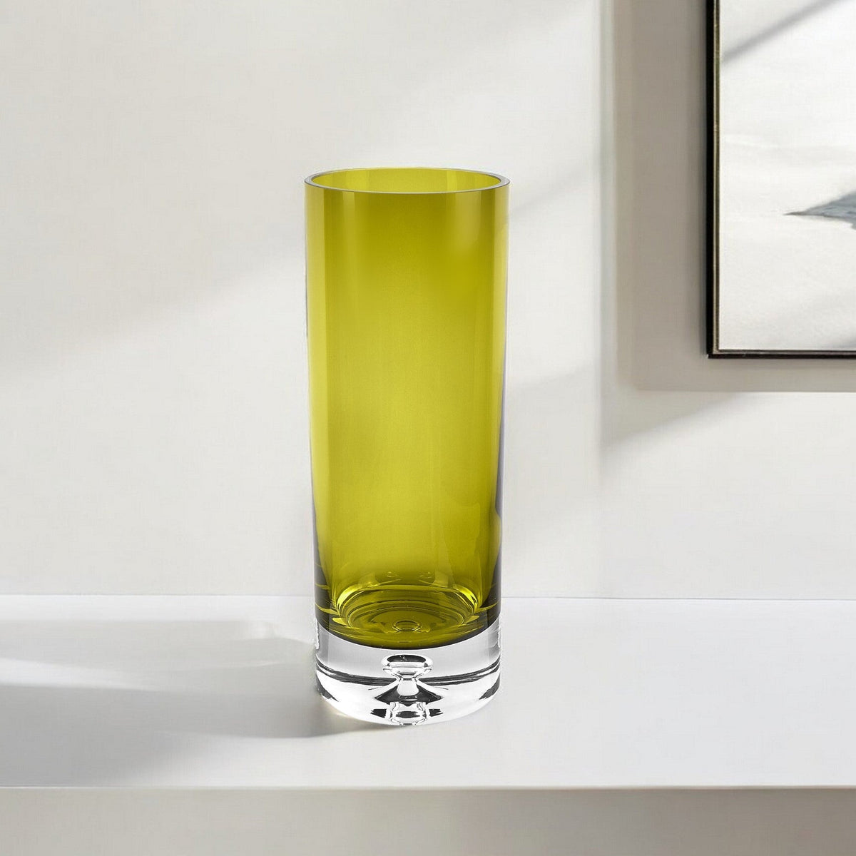 11" Green Crystal Glass Cylinder Table Vase LuxuryLifeWay Online Store
