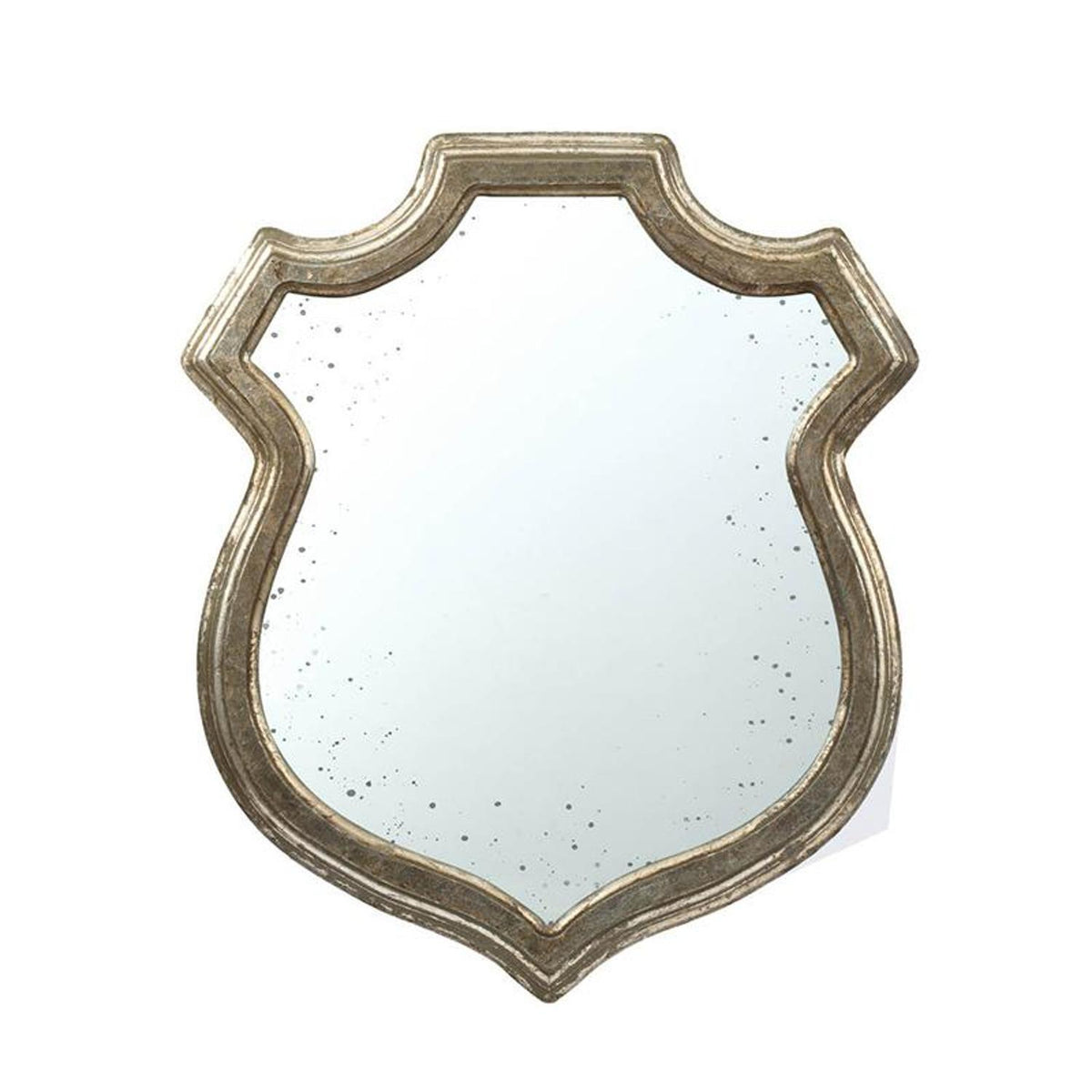 24" Distressed Metallic Crest Shape Wall Mounted Accent Mirror Framed LuxuryLifeWay Online Store