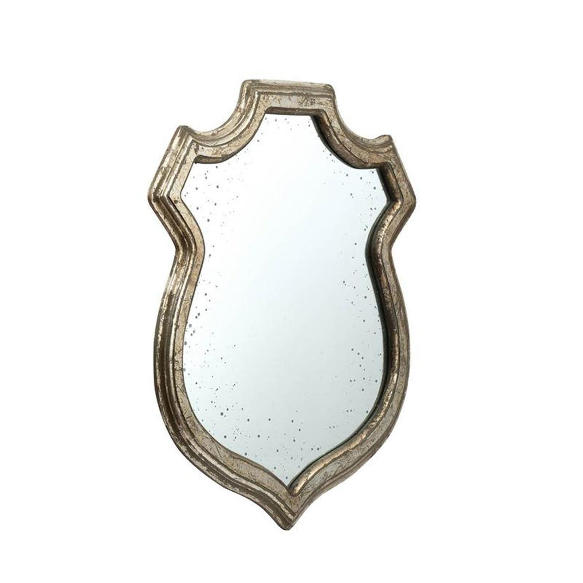 24" Distressed Metallic Crest Shape Wall Mounted Accent Mirror Framed LuxuryLifeWay Online Store