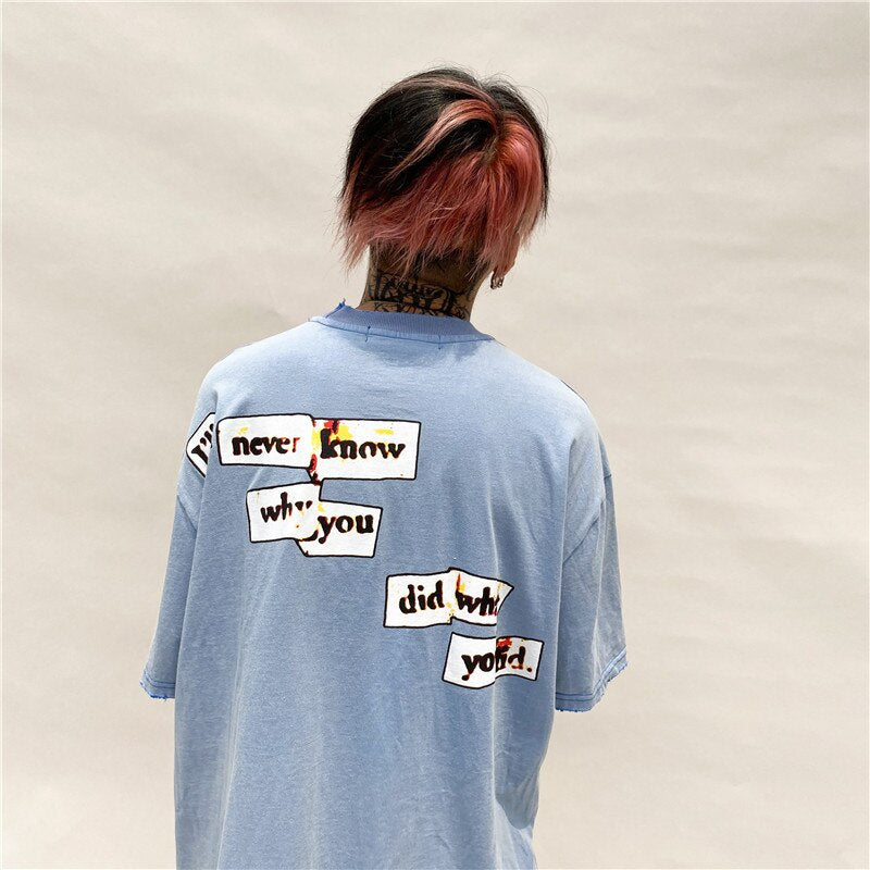 "Blue Lotuss 20SS Unisex Vintage Print T-Shirt" Pi-Mart