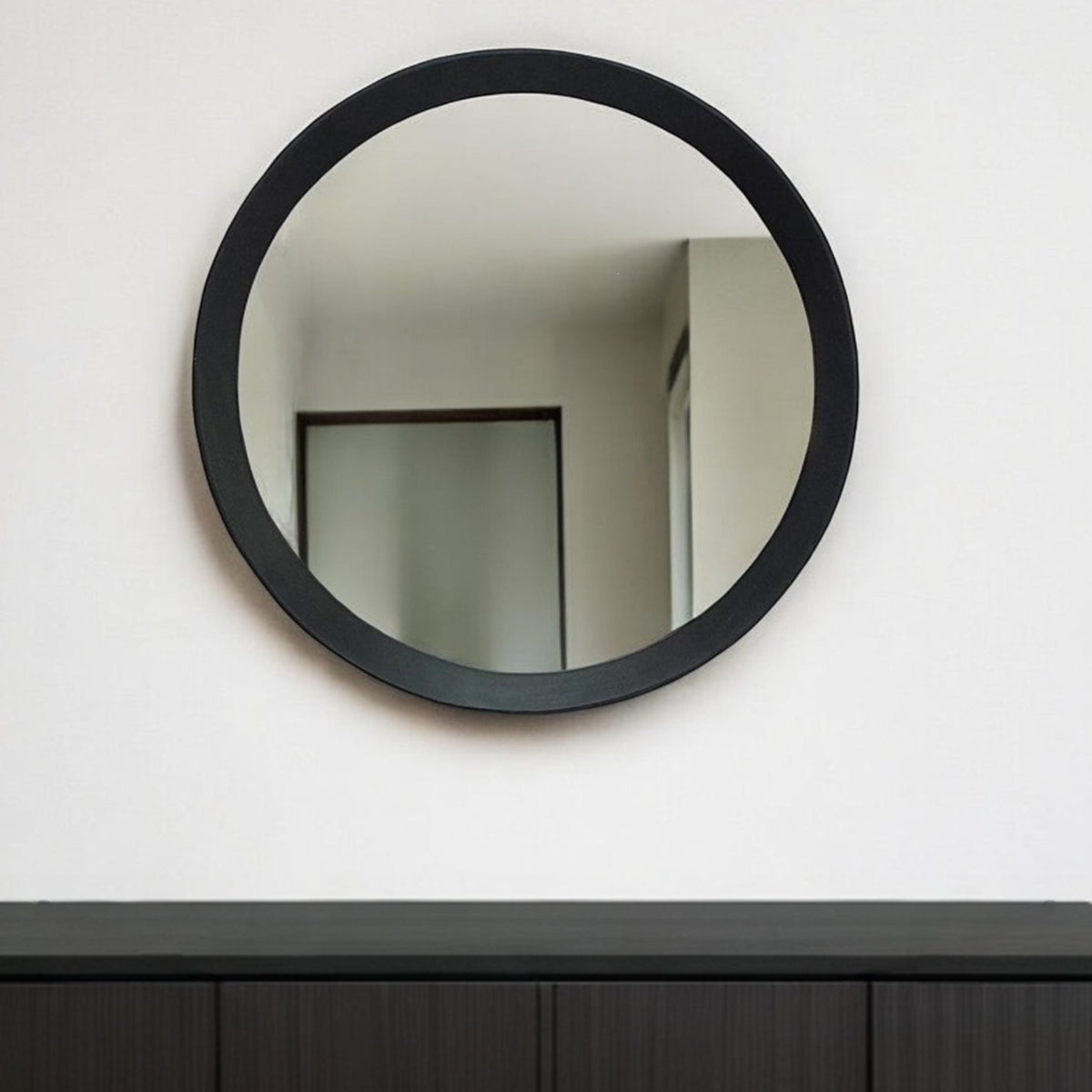 20" Black Round Wood Framed Accent Mirror LuxuryLifeWay Online Store