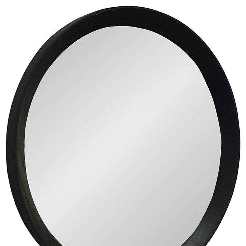 20" Black Round Wood Framed Accent Mirror LuxuryLifeWay Online Store