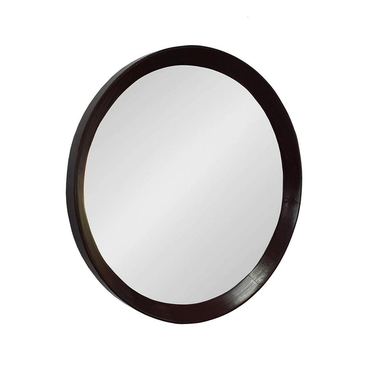 20" Dark Brown Round Wood Framed Accent Mirror LuxuryLifeWay Online Store