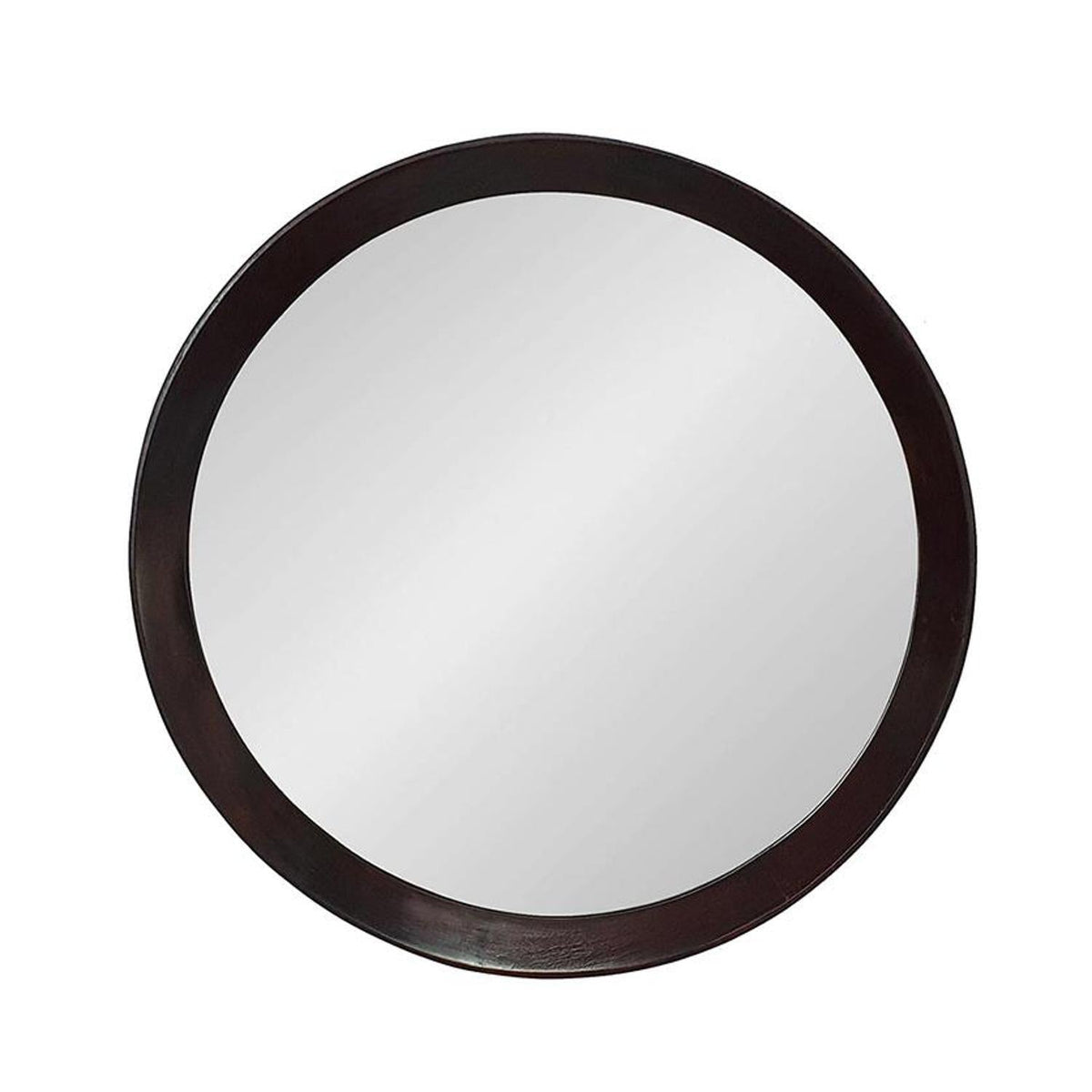 20" Dark Brown Round Wood Framed Accent Mirror LuxuryLifeWay Online Store