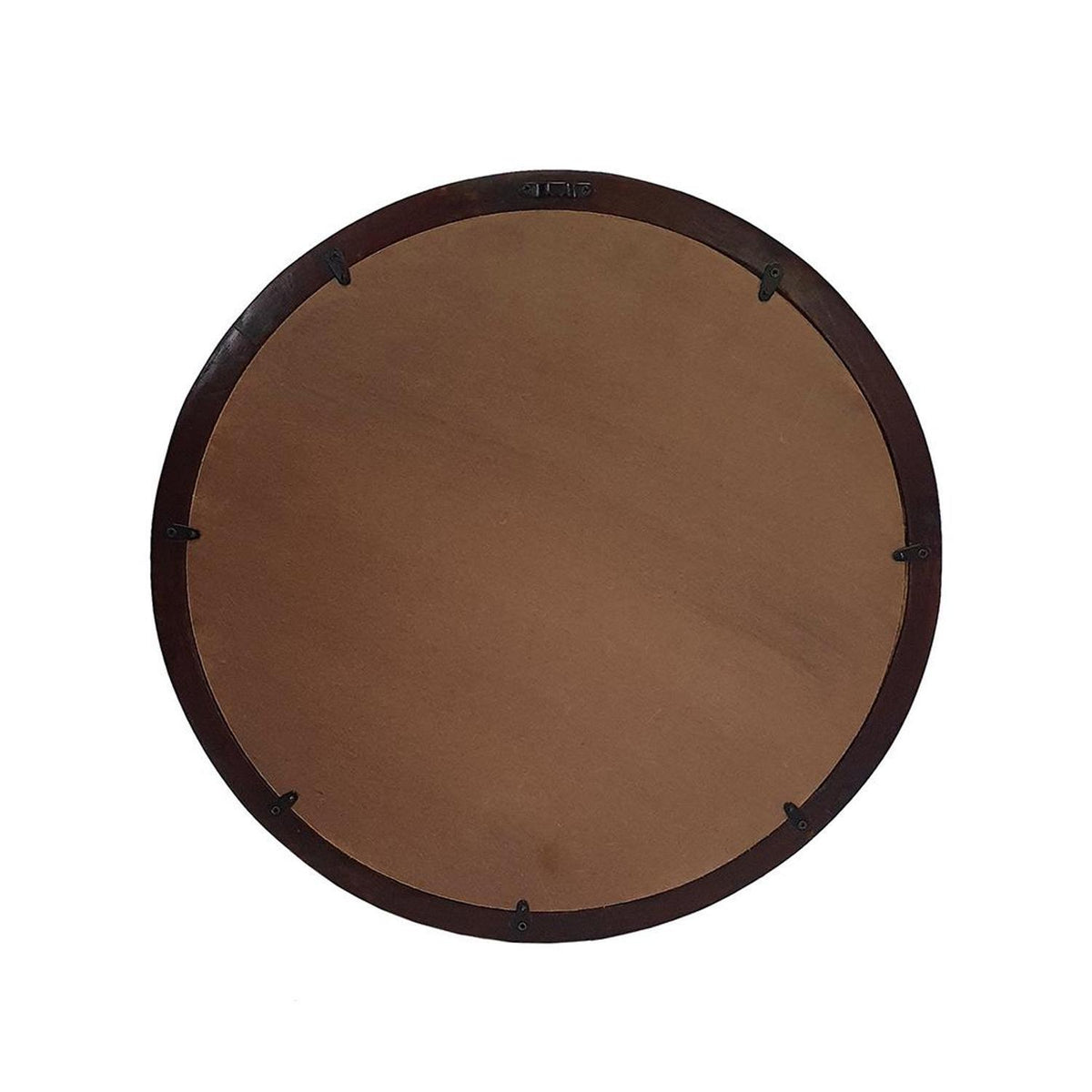 20" Dark Brown Round Wood Framed Accent Mirror LuxuryLifeWay Online Store