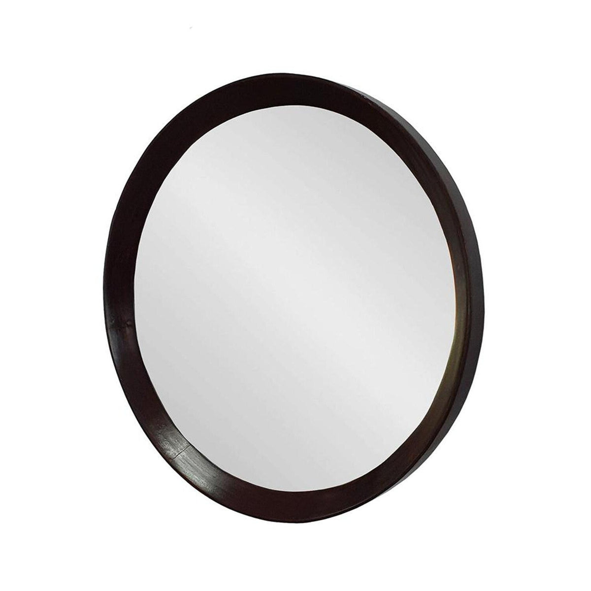 20" Dark Brown Round Wood Framed Accent Mirror LuxuryLifeWay Online Store
