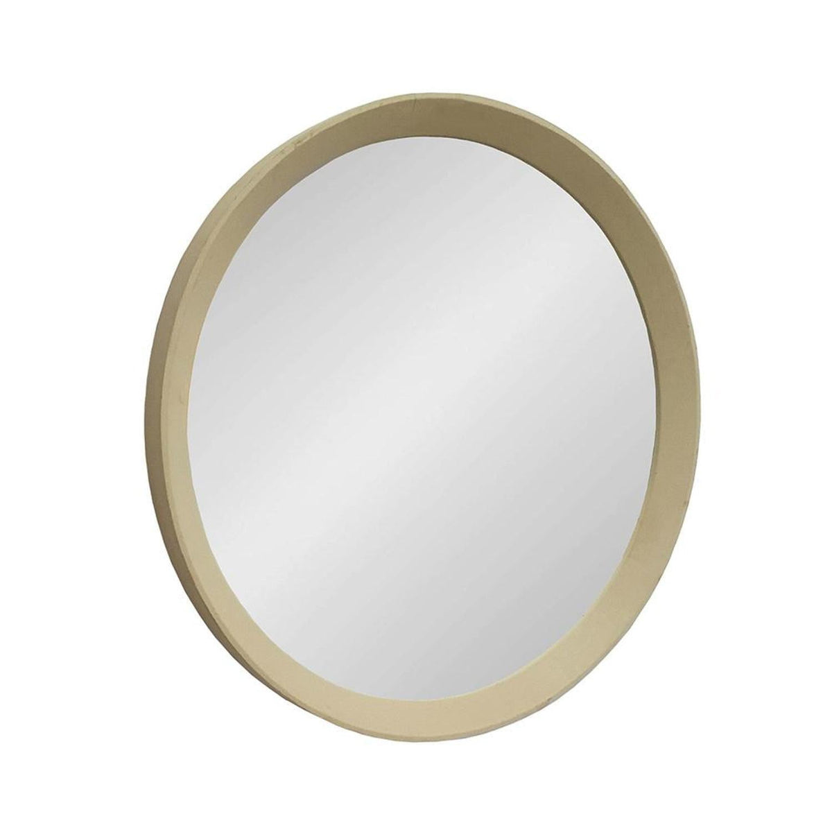 20" Cream Round Wood Framed Accent Mirror LuxuryLifeWay Online Store
