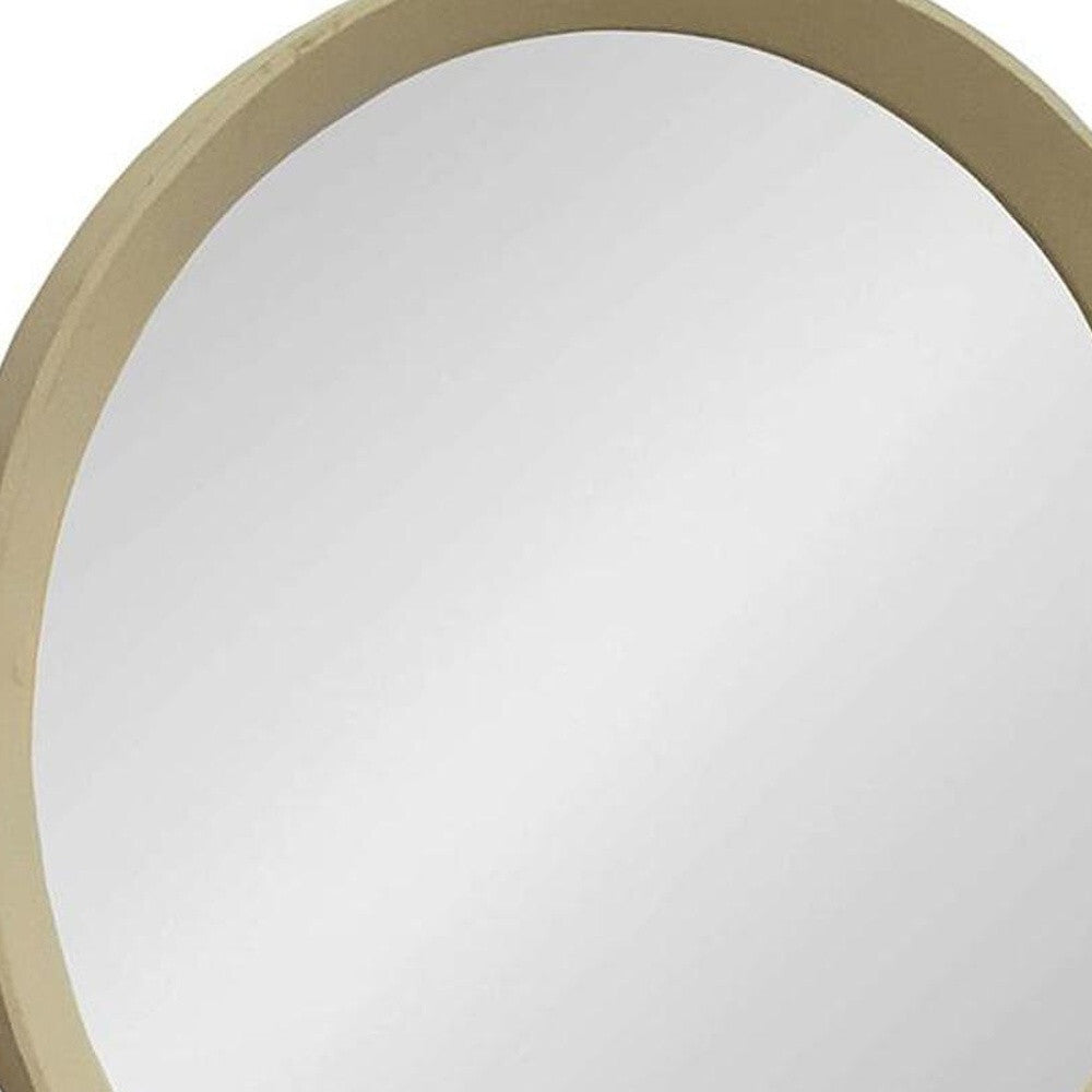 20" Cream Round Wood Framed Accent Mirror LuxuryLifeWay Online Store