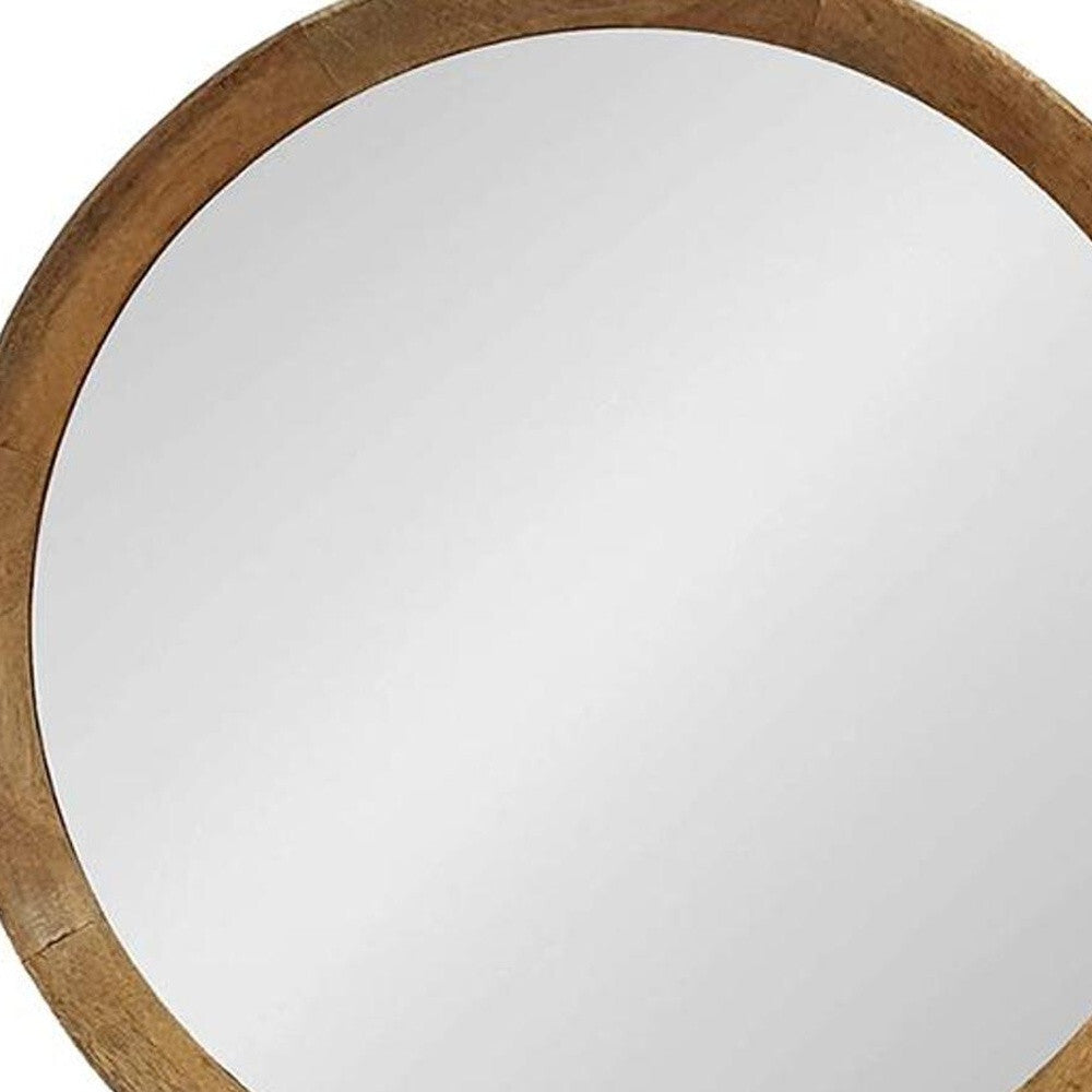 20" Natural Round Wood Framed Accent Mirror LuxuryLifeWay Online Store