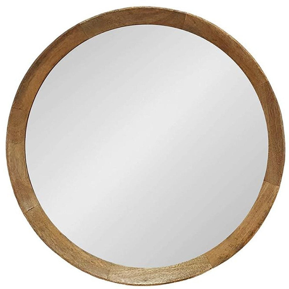 20" Natural Round Wood Framed Accent Mirror LuxuryLifeWay Online Store