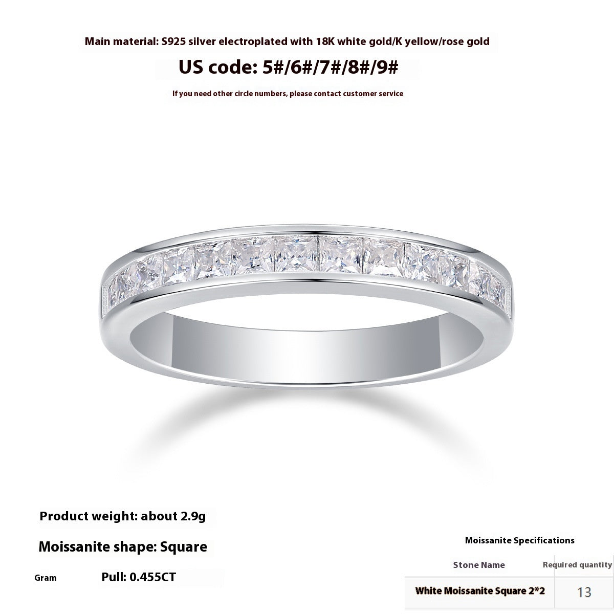 S925 Silver Moissanite Closed Ring LadyShow.Store