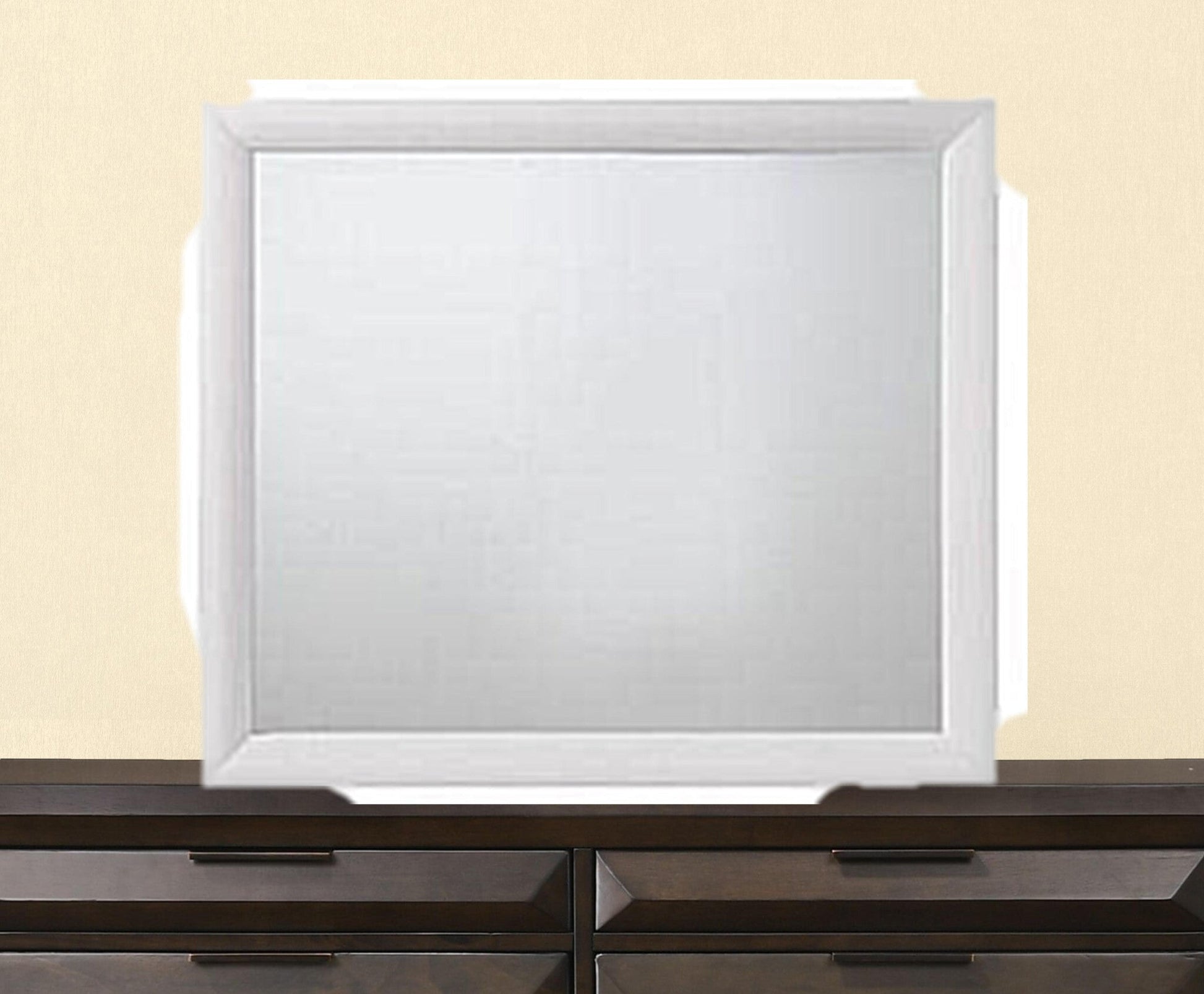 35" White Rectangle Dresser Mirror Mounts To Dresser With Frame LuxuryLifeWay Online Store