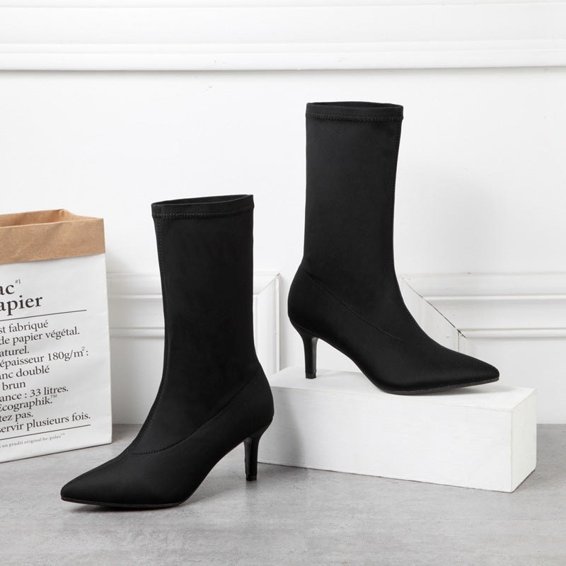 Women's Shoes Stylish Ankle Boots Sexy Pointed Toe Stiletto High Heels Boots LadyShow.Store