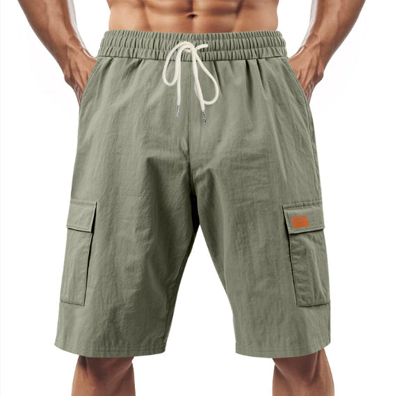 Loose Sports And Leisure Solid Color Linen Drawstring Shorts NorixaFashion.com