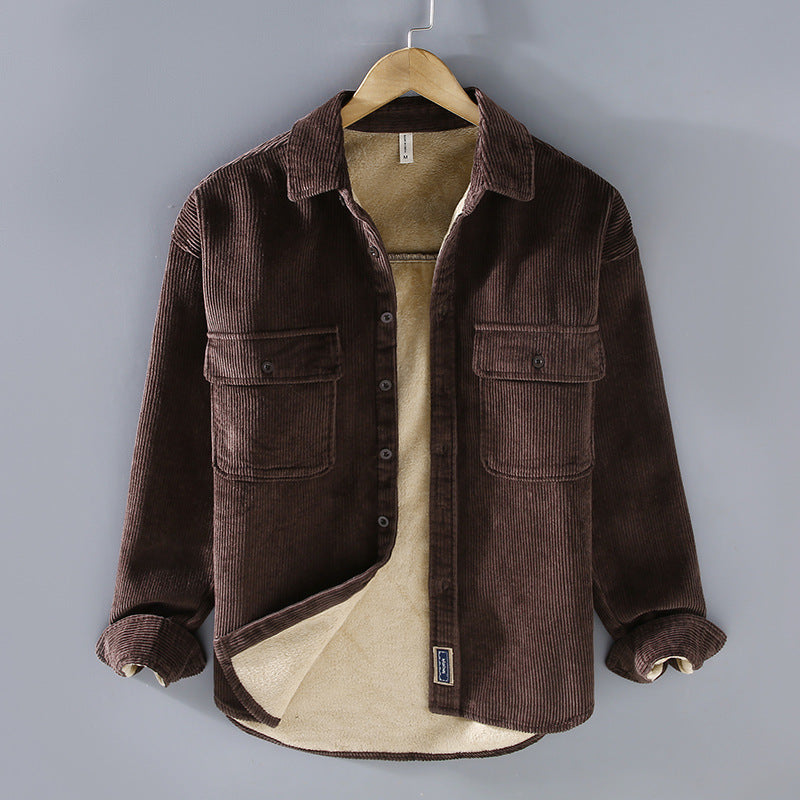 Men's Fleece Lined Padded Warm Keeping Casual Coat Shirt LadyShow.Store