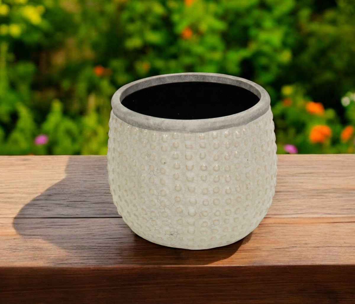 6" Beige Dot Ceramic Indoor Outdoor Round Pot Planter LuxuryLifeWay Online Store