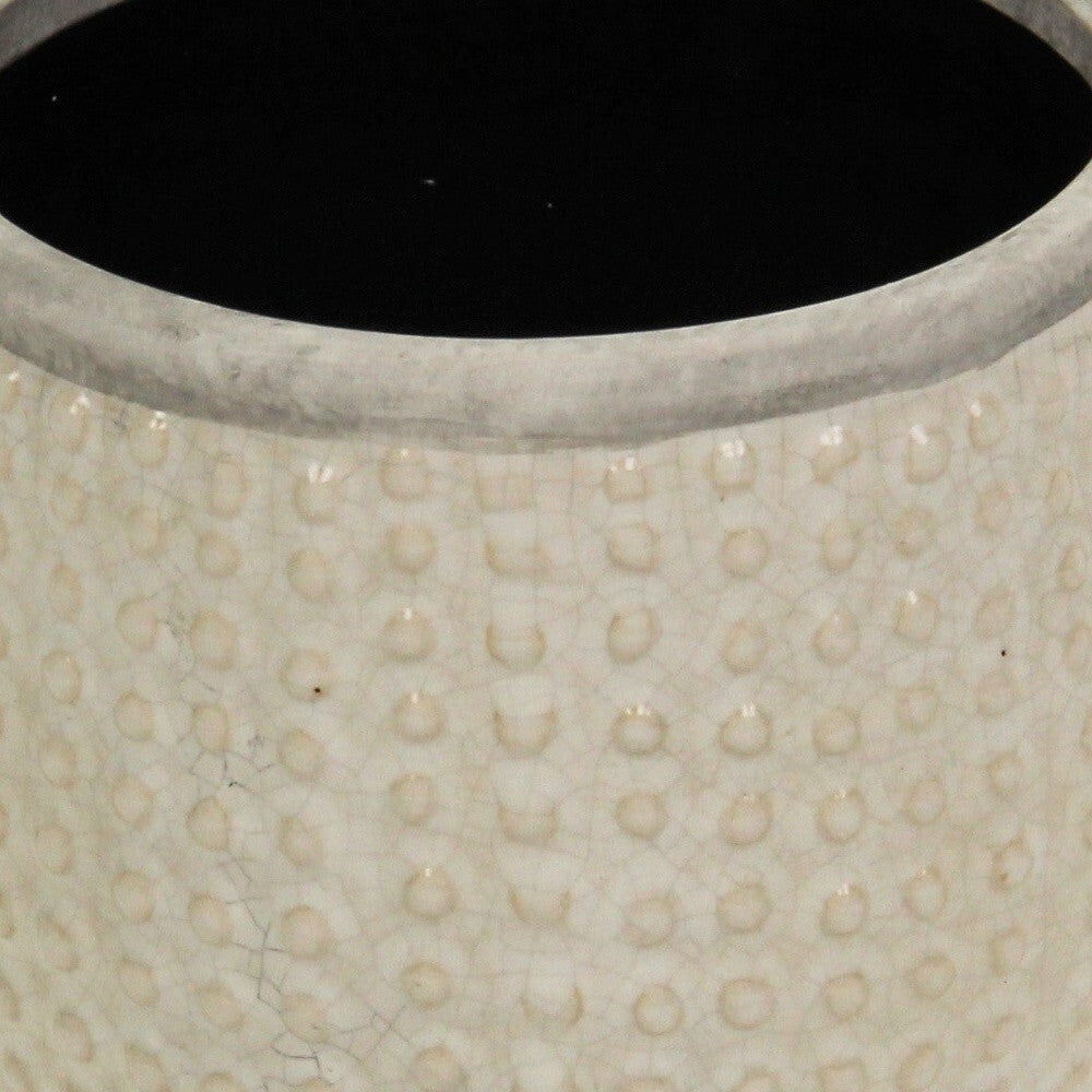 6" Beige Dot Ceramic Indoor Outdoor Round Pot Planter LuxuryLifeWay Online Store