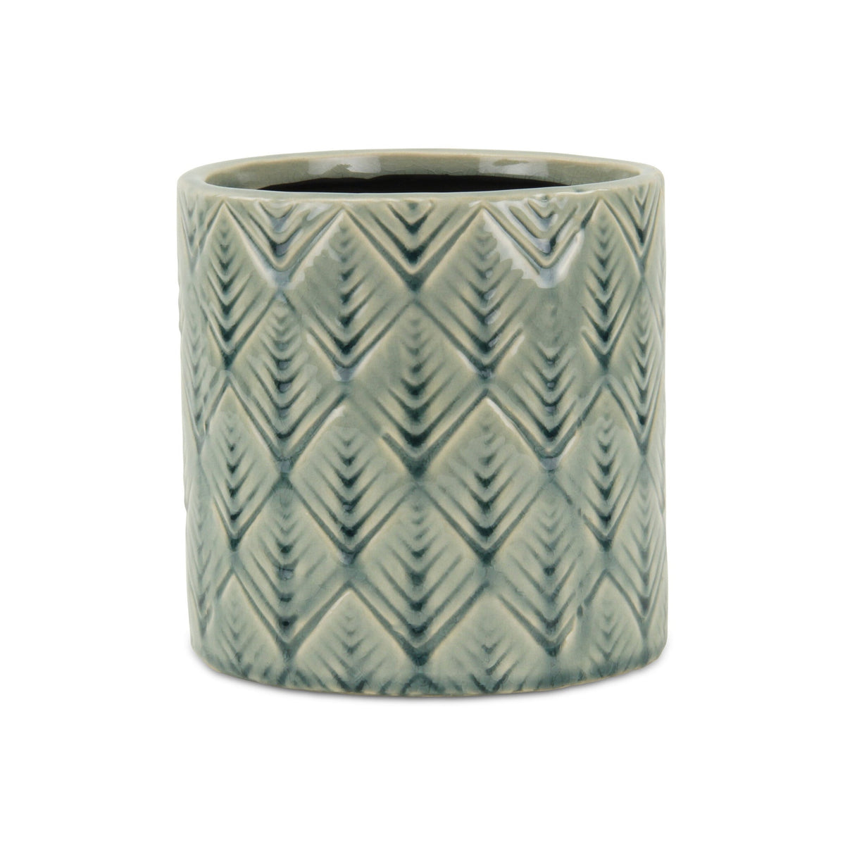 6" Green Geometric Ceramic Indoor Outdoor Round Pot Planter LuxuryLifeWay Online Store
