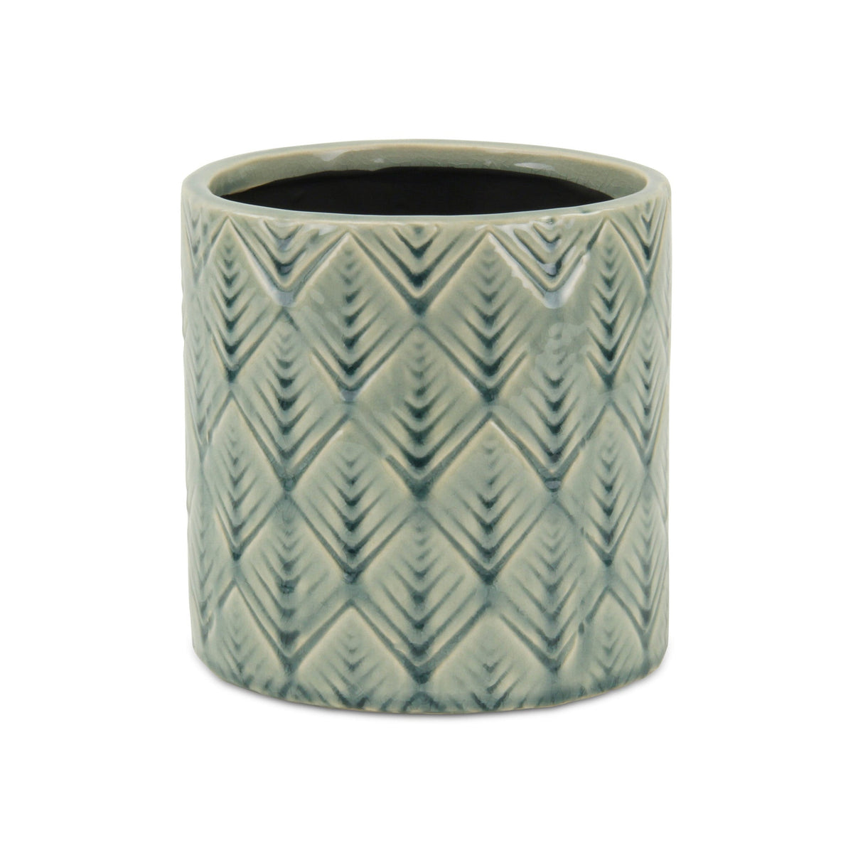 6" Green Geometric Ceramic Indoor Outdoor Round Pot Planter LuxuryLifeWay Online Store