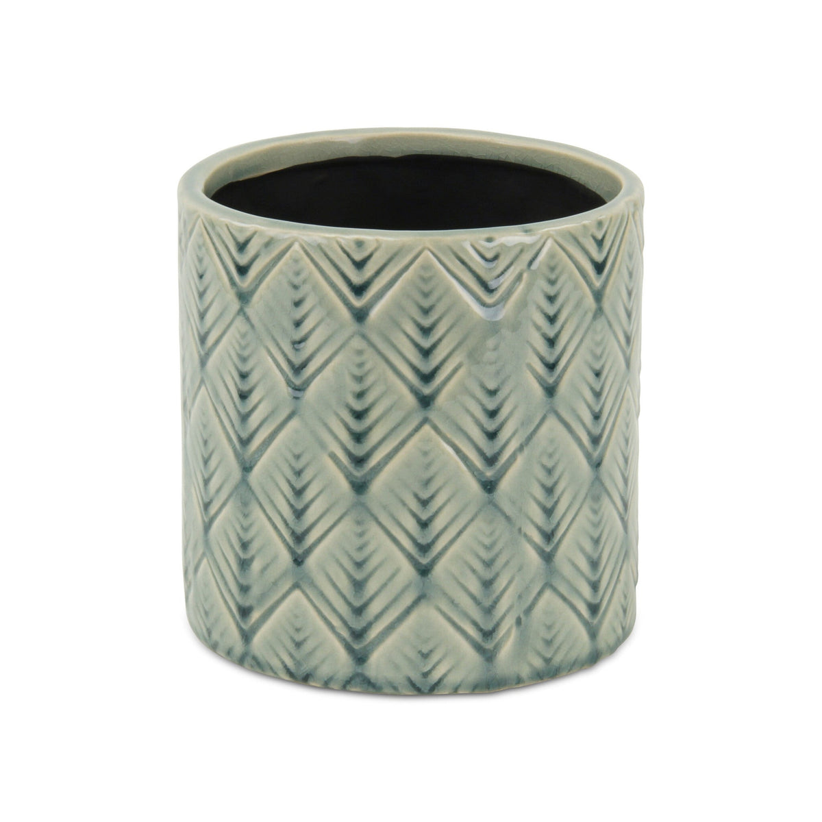 6" Green Geometric Ceramic Indoor Outdoor Round Pot Planter LuxuryLifeWay Online Store