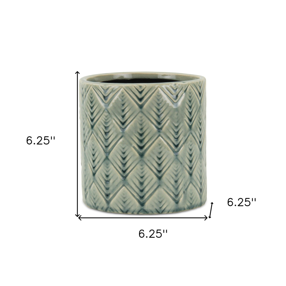 6" Green Geometric Ceramic Indoor Outdoor Round Pot Planter LuxuryLifeWay Online Store