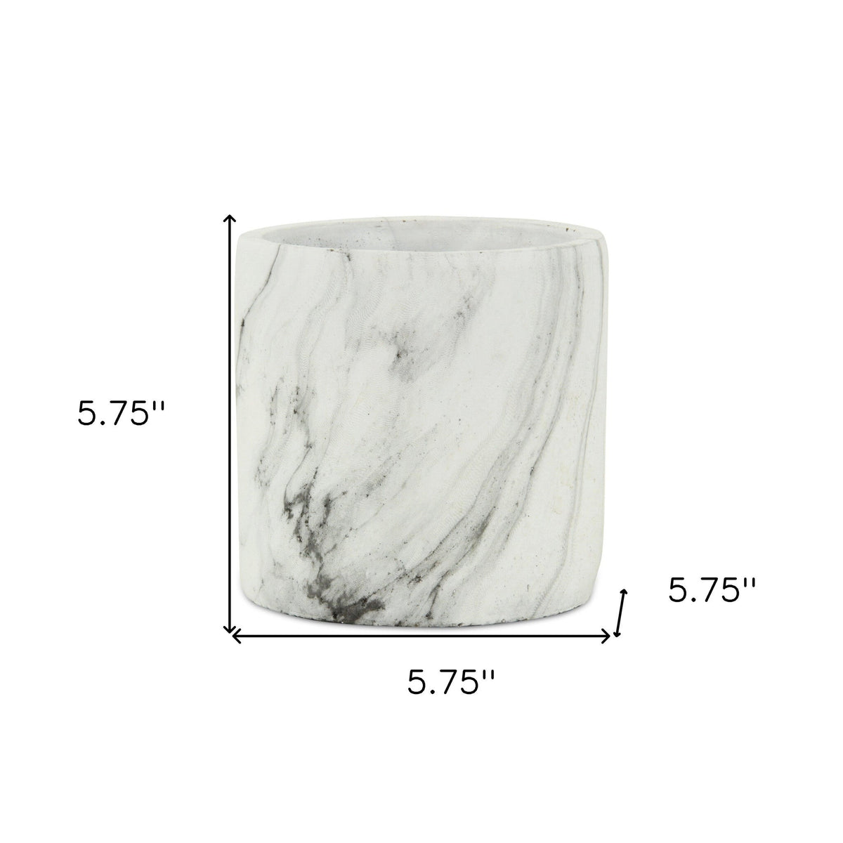 6" White and Gray Marbleized Ceramic Indoor Outdoor Round Pot Planter LuxuryLifeWay Online Store
