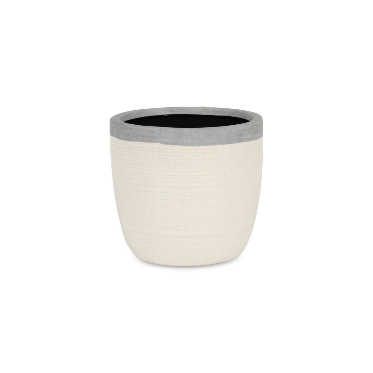 6" Cream and Gray Crackle Glaze Ceramic Indoor Outdoor Round Pot Planter LuxuryLifeWay Online Store