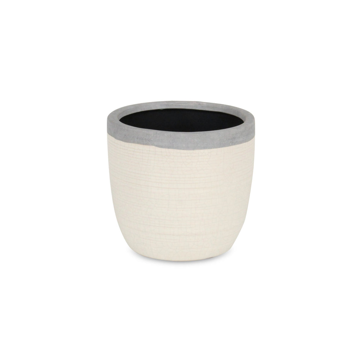 6" Cream and Gray Crackle Glaze Ceramic Indoor Outdoor Round Pot Planter LuxuryLifeWay Online Store