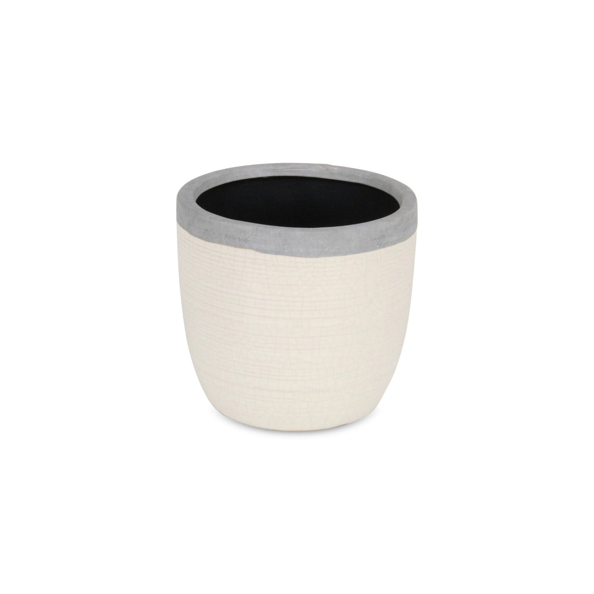 6" Cream and Gray Crackle Glaze Ceramic Indoor Outdoor Round Pot Planter LuxuryLifeWay Online Store