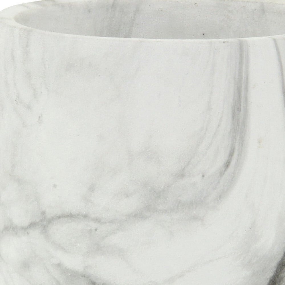 6" White and Gray Marbleized Ceramic Indoor Outdoor Round Pot Planter LuxuryLifeWay Online Store